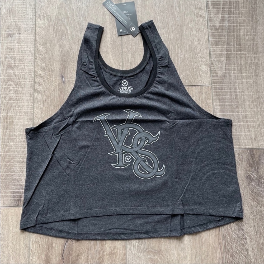 Virus WPC8 Tangled Premium Crop Tank in Black/Gray Size XL